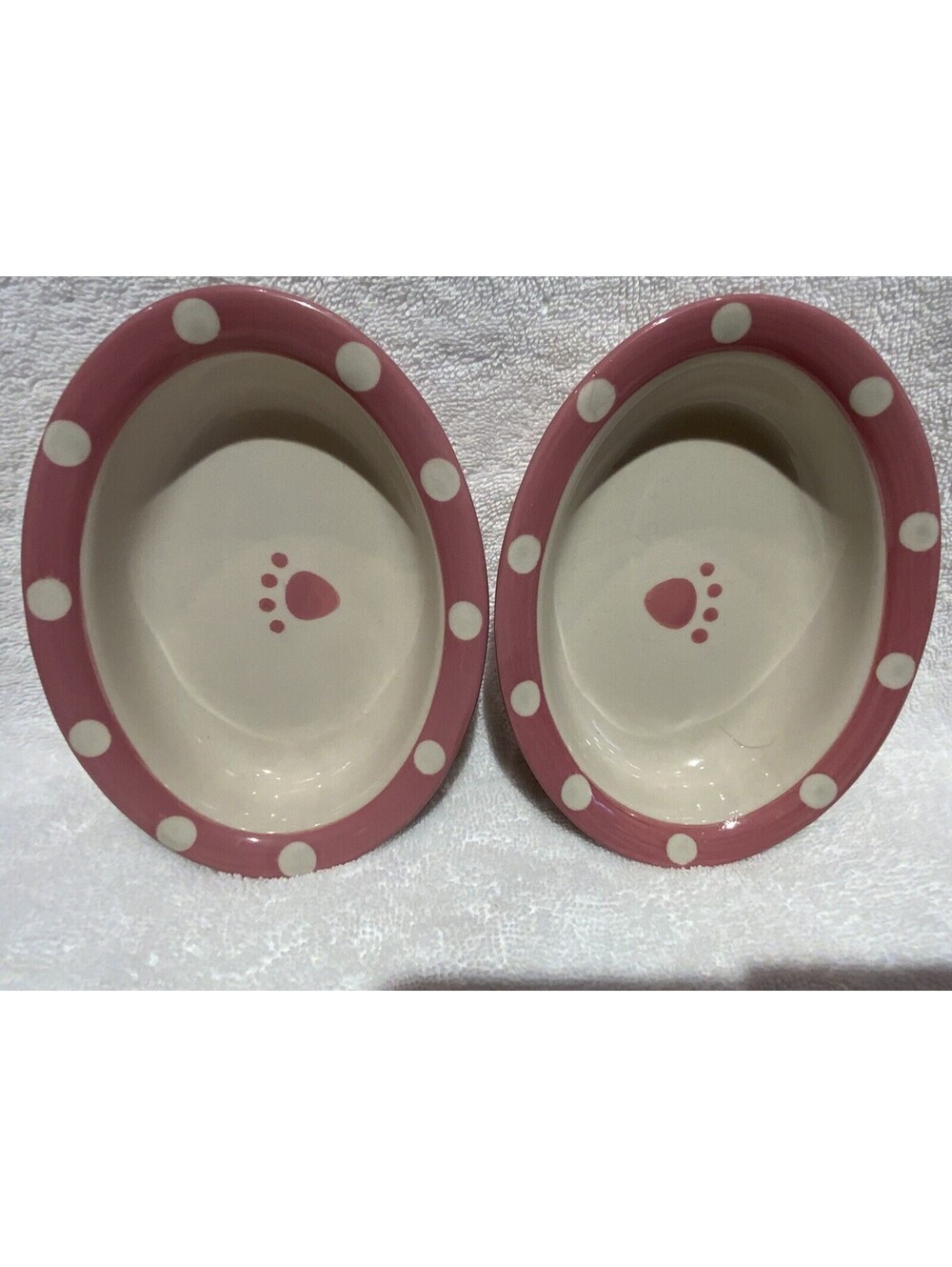 PETRAGE US DESIGNS Oval 6.5”L x 5”W x 1.5”H Pink Pet Water/Food Dish - Set of 2